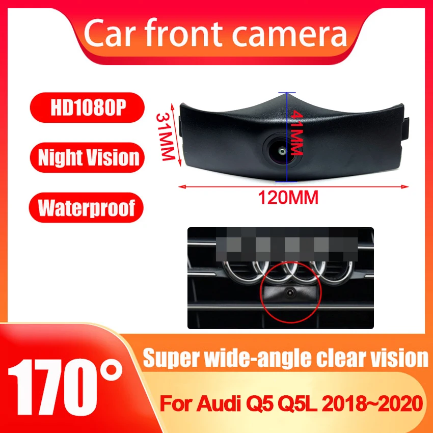 

AHD 1080P Fisheye CCD Car Front View Parking Positive Logo Camera Night Vision For Audi Q5 Q5L 2018 2019 2020 wide angle