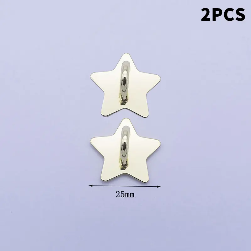 2/4PCS Adhesive Metal Stars Moon Bow Phone Charm Holder Phone Case Finger Ring Stand Hook Buckle Charm Clasp Accessory String - Image 12