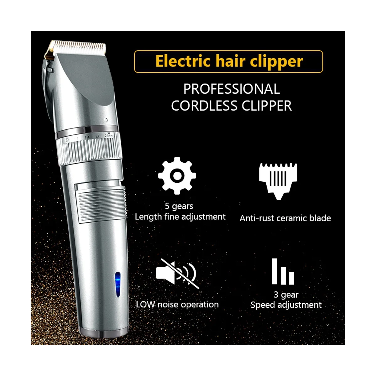 Professional Hair Clipper USB Rechargeable Hair Clipper Men Haircut Ceramic Blade Shave Hair Clipper 4