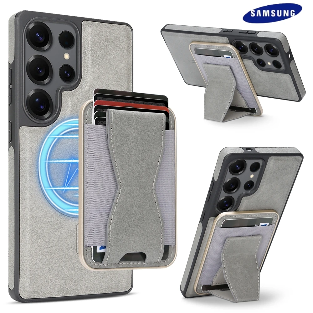 Leather Detachable Magnetic Card Slot Wallet Case with Magsafe Shockproof Cover