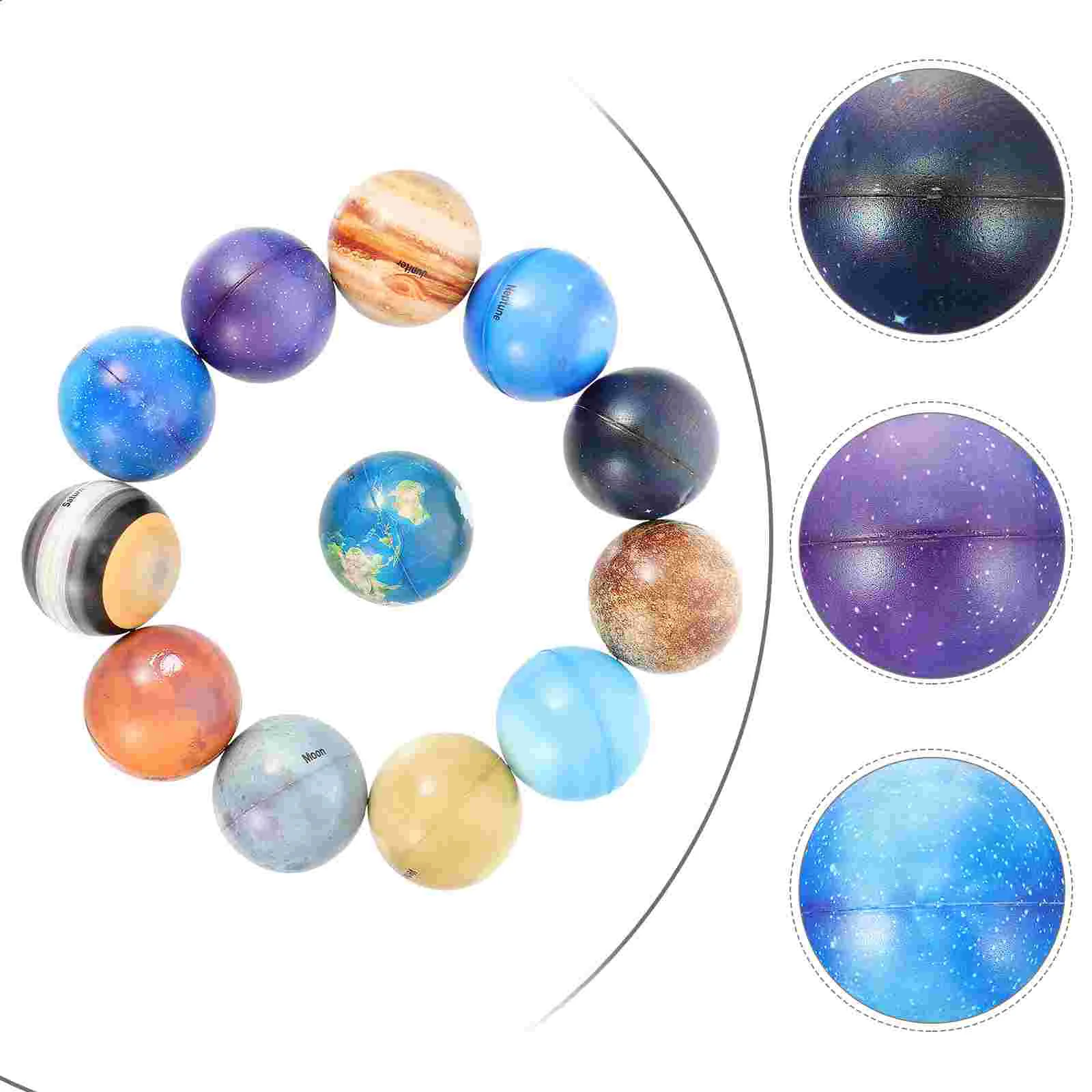 

12 Pcs Solar Planets Balls Decompression Planetary Toys Learning Children Jumping Solid Bouncing