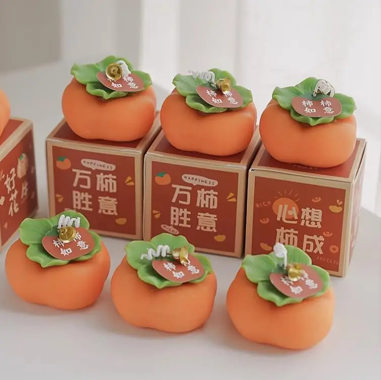 Persimmon Aromatherapy Candle Birthday Gift Creative Simulation Ornament Prop with box