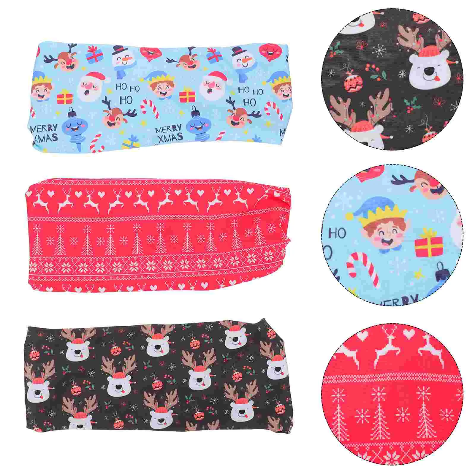 

3pcs Christmas Sports Headbands Elastic Wraps Reindeer Santa Christmas Tree Snowflake Headbands for Picture 1
