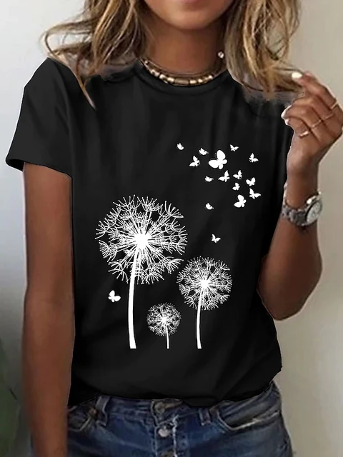3D Sunflower Women's floral print T-shirts, round neck T-shirts and Floral print, women's T-shirts HUAD-A13