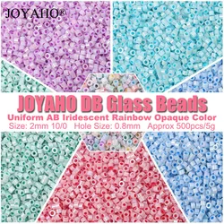 500pcs 2mm AB Opaque Color DB Beads 10/0 Iridescent Rainbow Glass Seed Beads for Handmade Bracelets Earrings Jewelry Accessories
