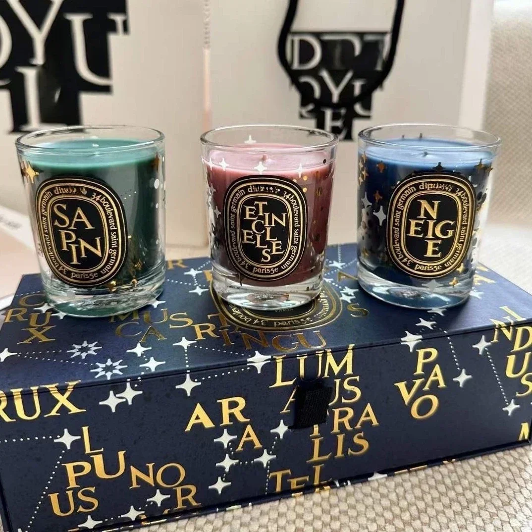 

2023 70g x3 Scented Candles Christmas Limited Gift Box Set Wedding Companion Gift Fragrance Glass Candles Cup Christmas Gift