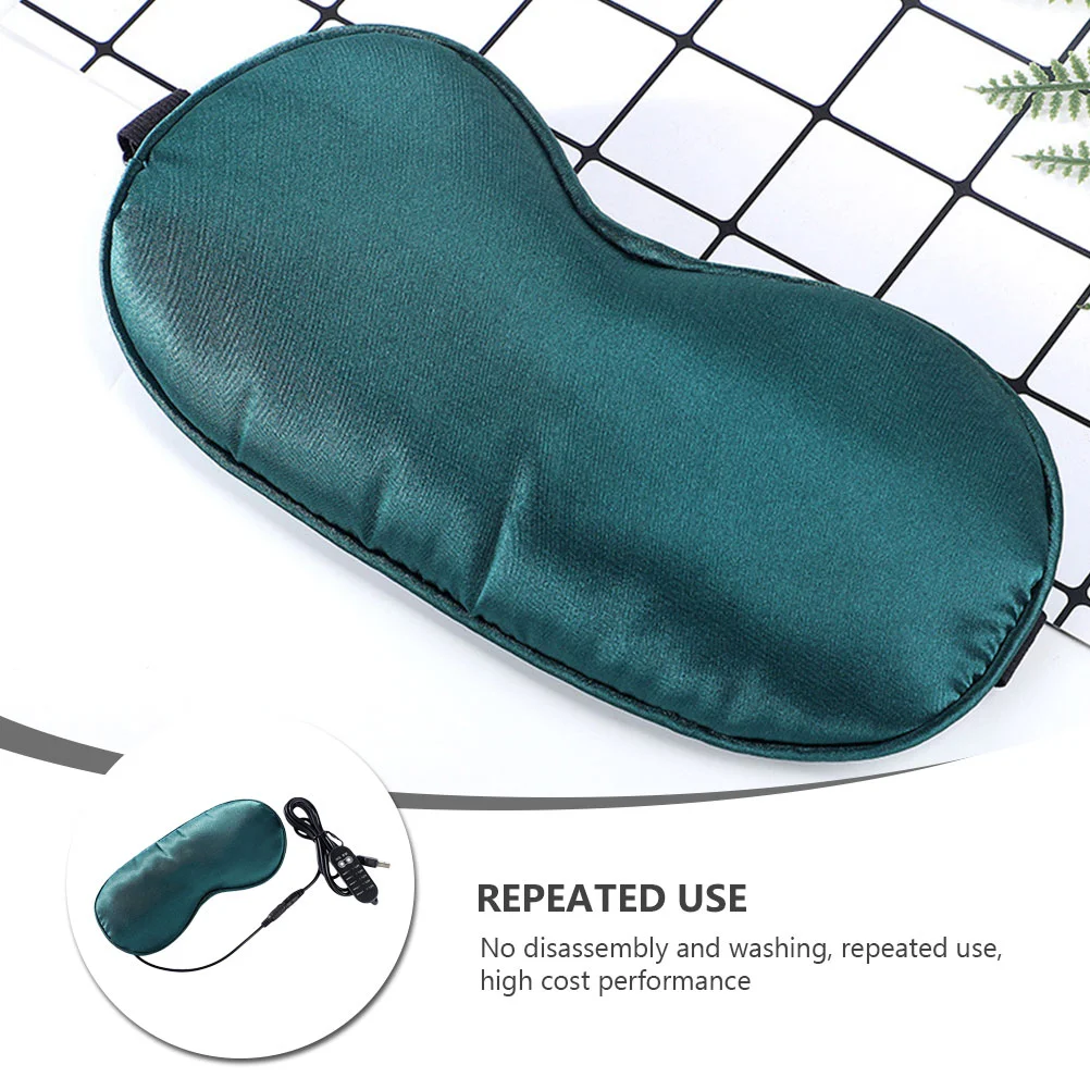 Heated Eye Mask Sleep USB Moxa Blindfold Electric Heating Double Eyelid Warm Temp Control Steam Green 5