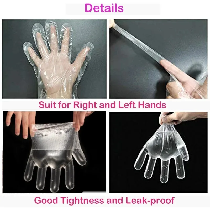 Disposable Gloves Clear Transparent Plastic Latex Free Food Prep Safe for Cooking Cleaning BBQ Kitchen