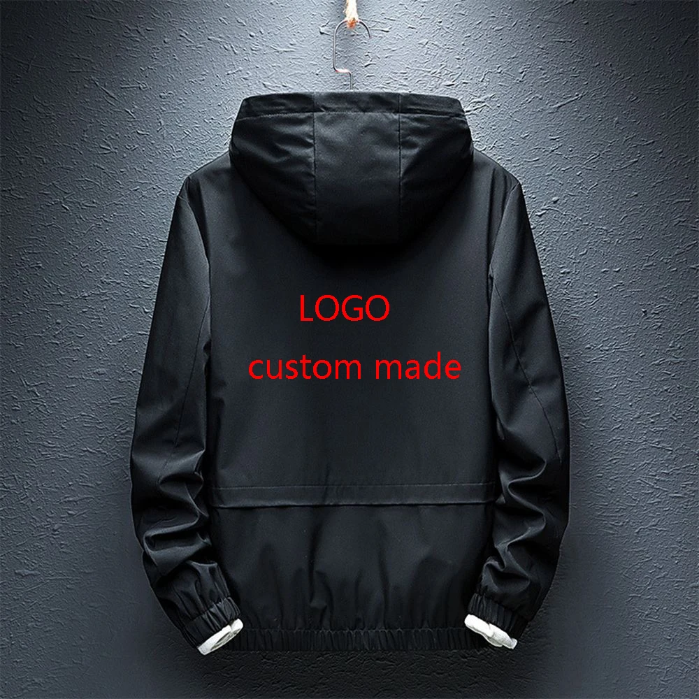 2023 spring and autumn custom Logo printing high quality casual hooded jacket men's popular zipper design windbreaker jacket sol