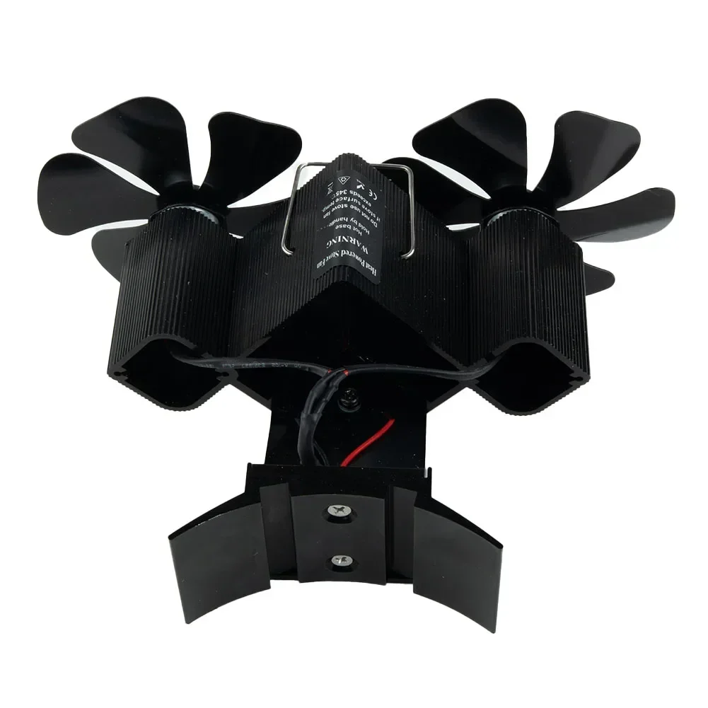 12 Blades Wall-Mounted Heat Powered Stove Fan Fireplace Fan Double Head 12 Blade Furnace Wall Mounted Unpowered Operation