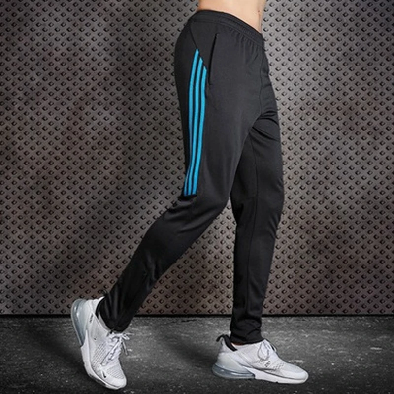 Running Pants Soccer Pants Quick Dry Mens Sports Soccer Football Training Pants With Zipper Pockets Running Jogging Long Pants