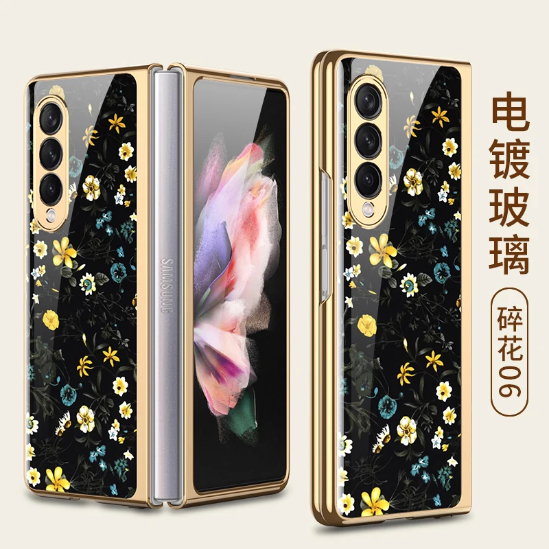 samsung silicone Sang Trọng Kính Cường Lực Dành Cho Samsung Galaxy Z Gấp 3 Ốp Lưng 5G Mạ Nhựa Khung Kính Cứng Dành Cho galaxy Z Fold3 kawaii phone case samsung Cases For Samsung