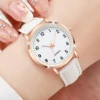 4PCS/Set Fashion Women's Watch Casual Leather Strap Versatile Round Dial Quartz Watch Set 2
