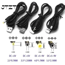 

JTZTF USB Port to 2.5 3.5 4.0 5.5mm Power Cable Jack 5V DC Barrel Jack Power Cable Cord Connector Black