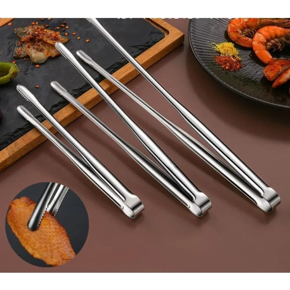 BBQ Tongs, Stainless Steel Grill Tongs Steak and Bread Tongs with Non Slip Handles Kitchen Tools, BBQ Baking Cooking Tongs
