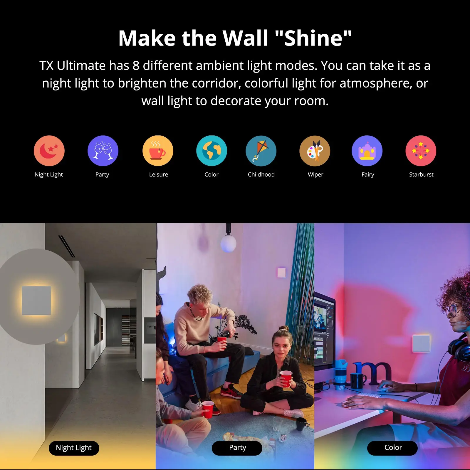 SONOFF T5 WiFi Smart Touch Wall Switch Full Touch Panel Replaceable Cover 2 Way Control Light Switch for Alexa Alice Google Home 3
