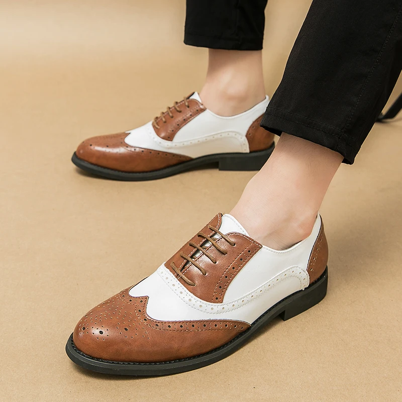 Men's Brogue shoes Lace Up Office Business Shoes for Men's Banquet Groom Wedding Shoes