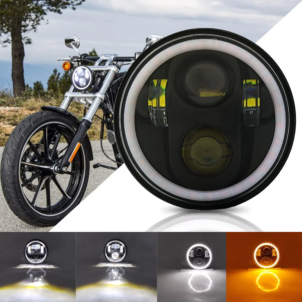 Motos 5.75 Pollici Led Proiettore Fari 5 3/4 "Led Moto Faro Drl Per Harley Sportster Dyna Wide Glide Iron 883.