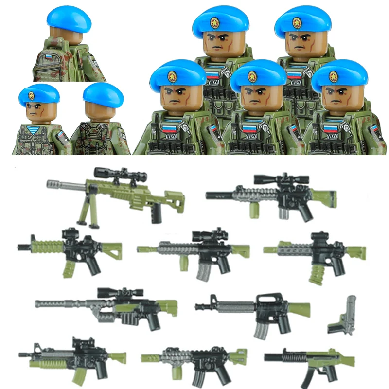 City Swat Figure Russian Special Air Service Regiment Soldier Building Blocks Forze Speciali Paracadutisti Armi Militari Giocattoli