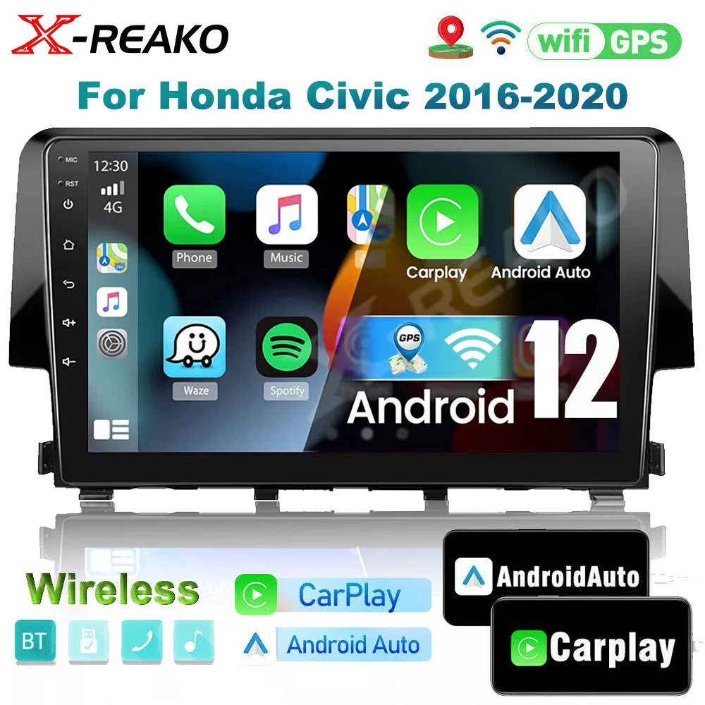 

Магнитола Android 12 для Honda Civic 10 2015-2021, автомобильное радио, мультимедийный видеоплеер, GPS-навигатор, головное устройство Carplay