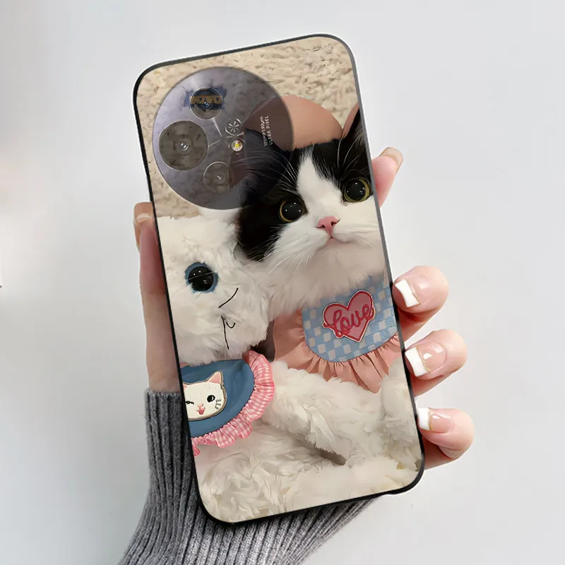 Aesthetic Cute Cat Astronaut Soft Silicone Black Protective Phone Case Cover