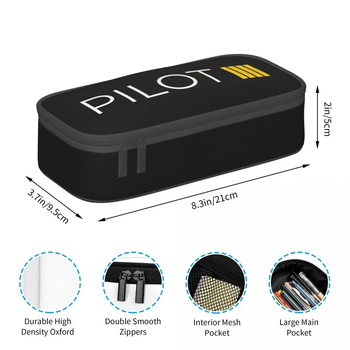 Pilot Captain Stripes Pencil Cases for Boys Gilrs Big Capacity Aviation Aviator Fighter Pen Box Bag School Accessories pencil cases stationery box pen storage bag pencil holder