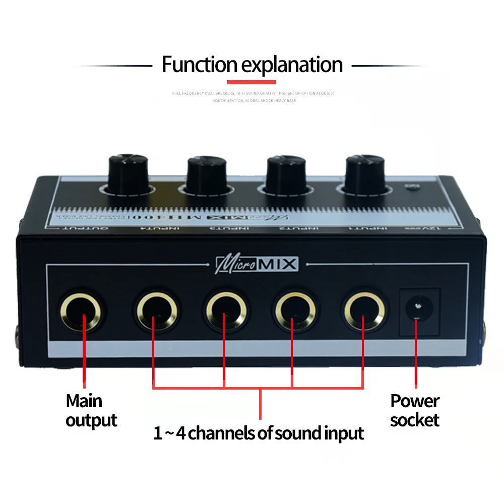 6.35 ts 6.5 mm jack mono 1/4 Guitar mic Professional Sound Mixer Low-Noise Audio Amplifier for Keyboards Musical Instruments