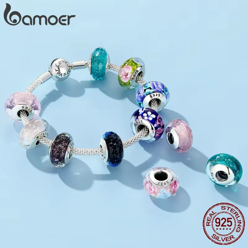 BAMOER Ciondolo Con Perline Squamose A Forma Di Cuore In