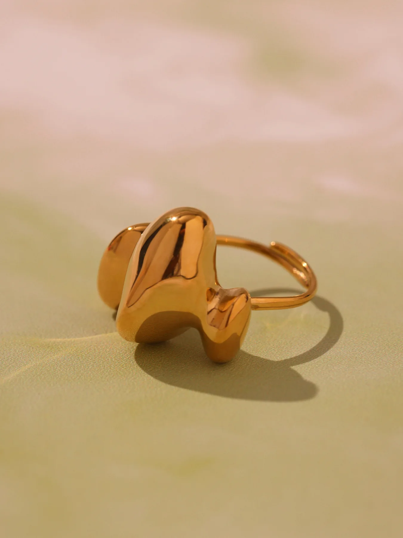 316 Edelstahl Vergoldeter Chunky Ring Damen Goldfarben Silber 18K Wasserdichter Geometrischer Großer Ring Mädchen Luxus-Schmuck – Detail 9