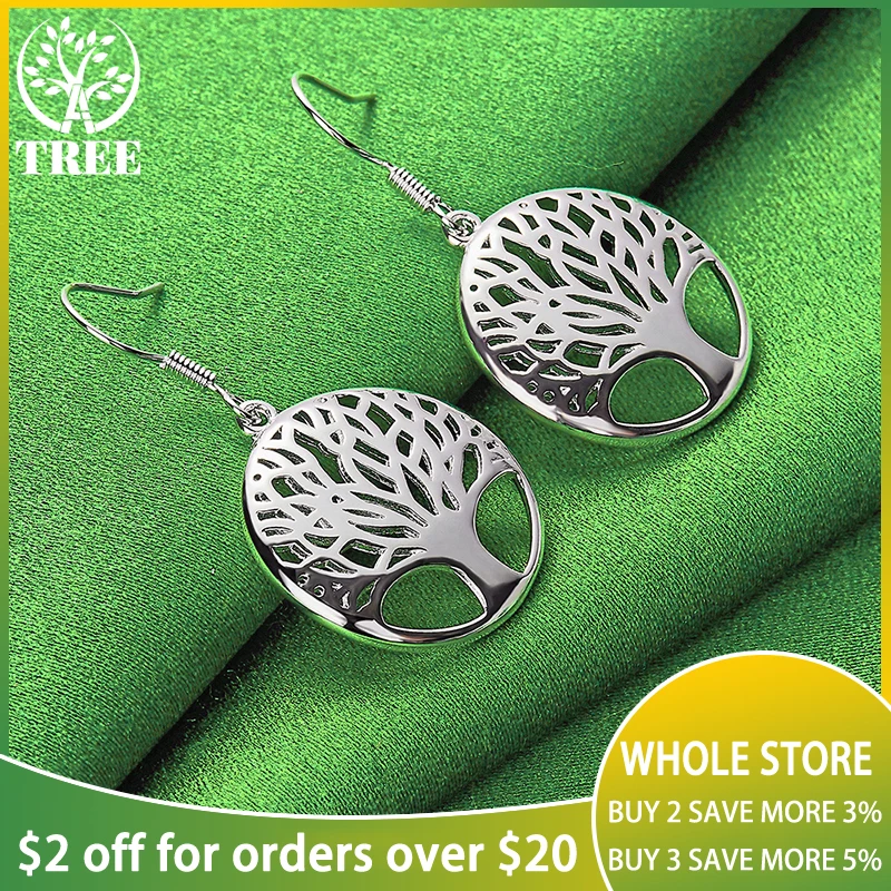 

ALITREE 925 Sterling Silver Circular Tree Drop Earrings For Women Party Engagement Wedding Fashion Jewelry Birthday Gifts