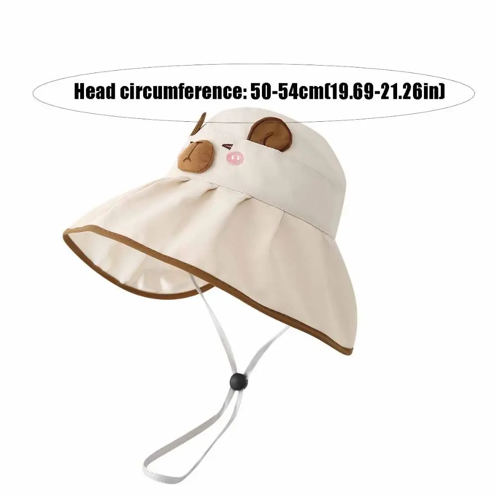 Korean Style Cartoon Capybara Bucket Hat Solid Color Shading Hat Summer Kid Sunhat Anti-UV Sun Hat Quick-dry