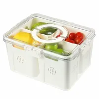Divided Serving Tray with Lid and Handle, 4 Compartments Fruit Storage Containers, Food Storage Containers for Fruit, Vegetable 1
