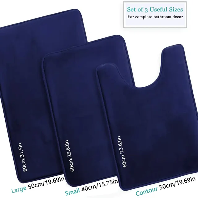 Toilettes trois pièces, tapis de sol de bain, tapis de douche, tapis absorbant de bain, tapis antidérapant, doux et confortable, buanderie. 2