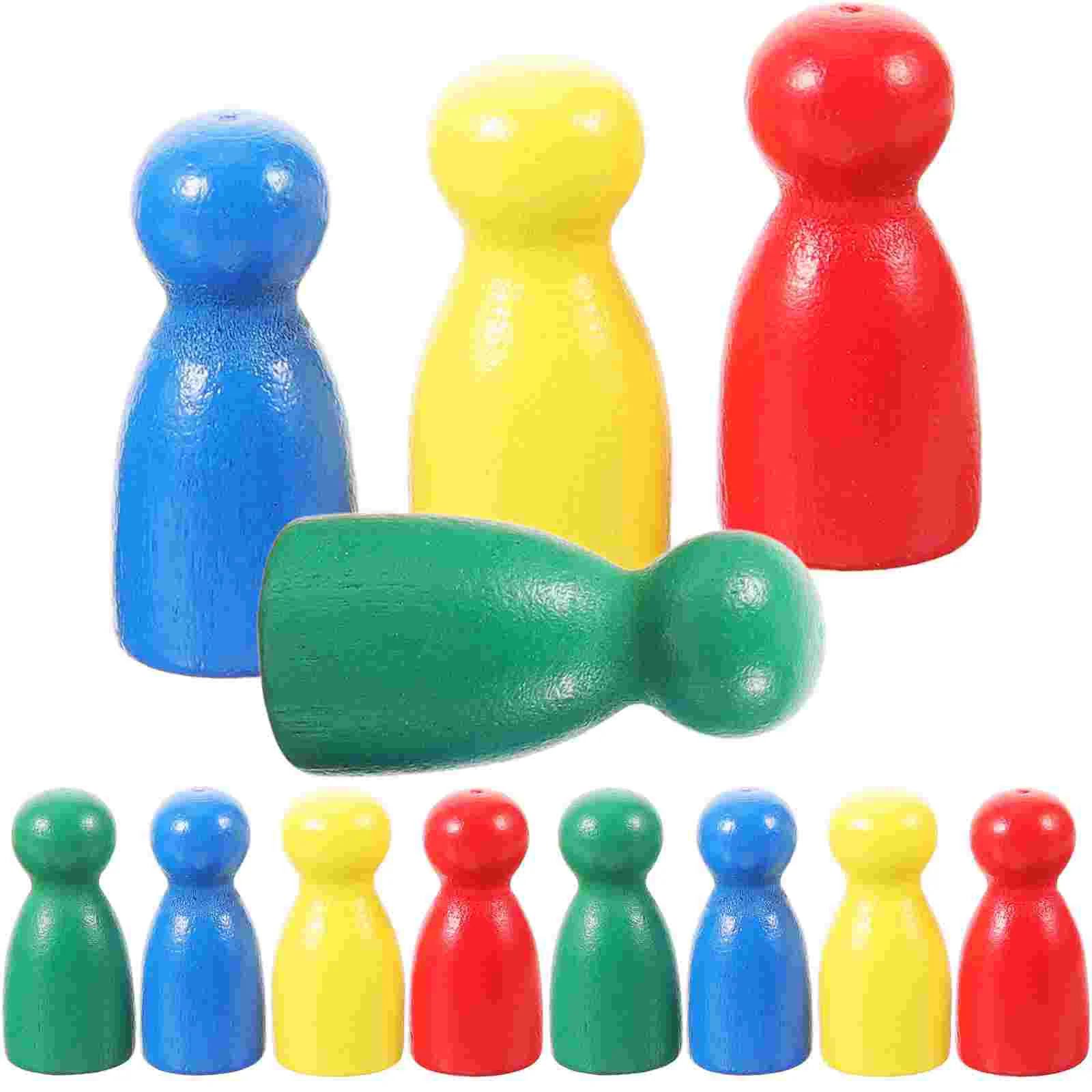 40pcs Wood Chess Pieces Wooden Peg Dolls Bodies People Figures Shape Chess Game Pawns for Chessboard Travel Board Games Gifts games people play