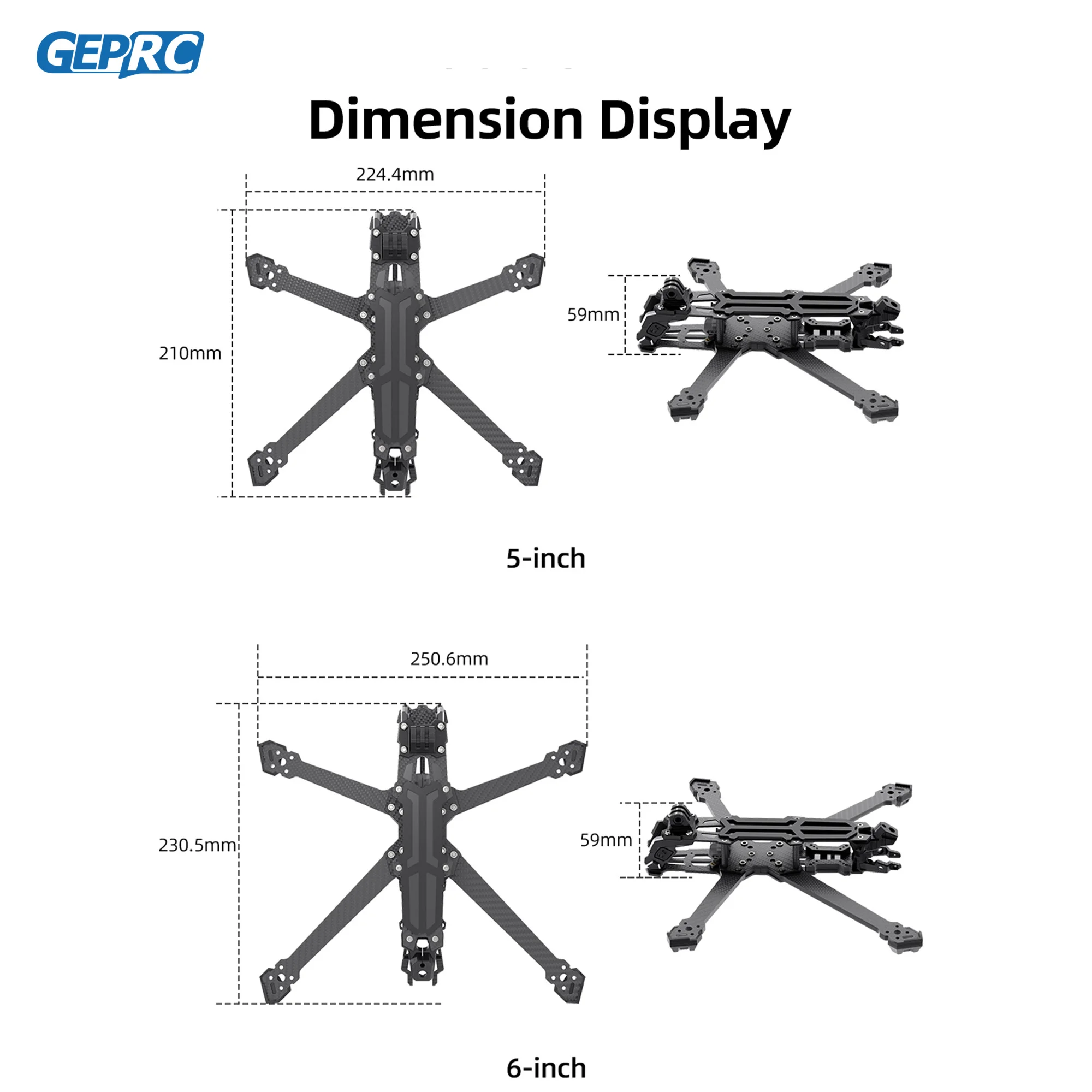GEPRC GEP-Vapor-D5 D6 Frame For O3 and Analog Vapor Drone Carbon Fiber Frame DIY RC FPV Quadcopter 5-6 Inch Accessories Parts thumbnail 2