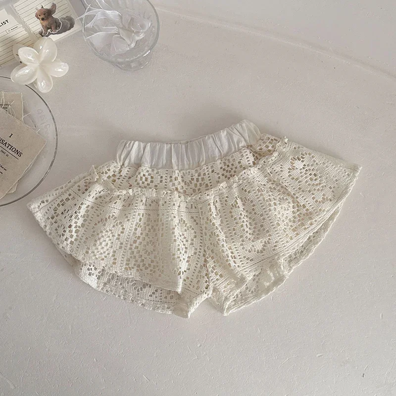 2026 새로운 여름   소녀 의류 세트 민소매 레이스 스플 라이스 조끼 + 반바지 0-3Yrs   소녀 옷 정장
