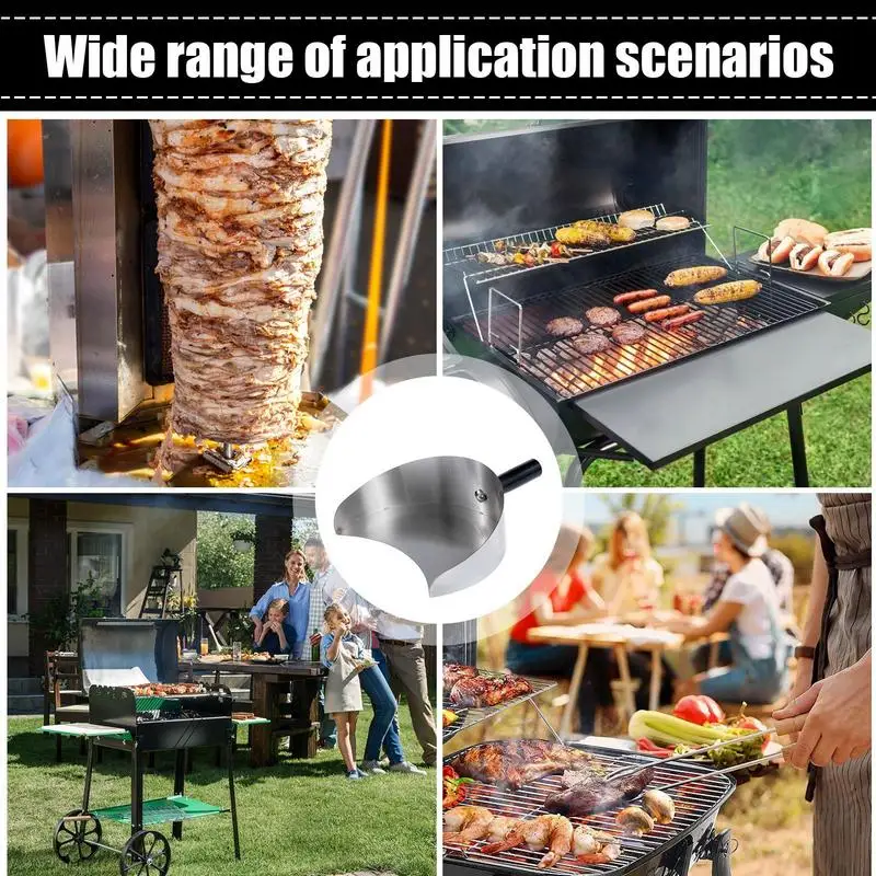 Stainless Steel Barbecue Shovel Handheld Meat Catcher Pan Barbecue Shovel Practical for Outdoor Camping Kitchen Campfire Party