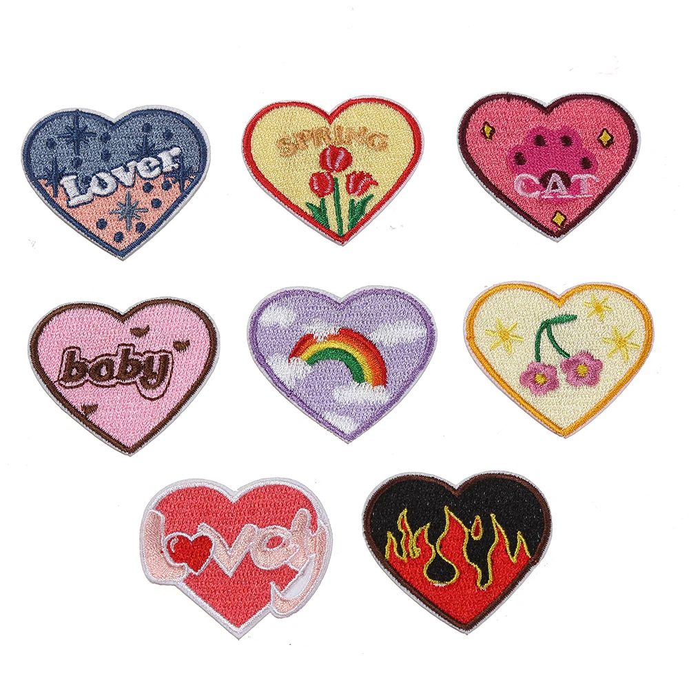 

Carnival Hearts Patches Embroidered Iron on, Sew on Heart Shape Patches, Applique for Clothing, Jackets, Hats, Backpacks, Jeans