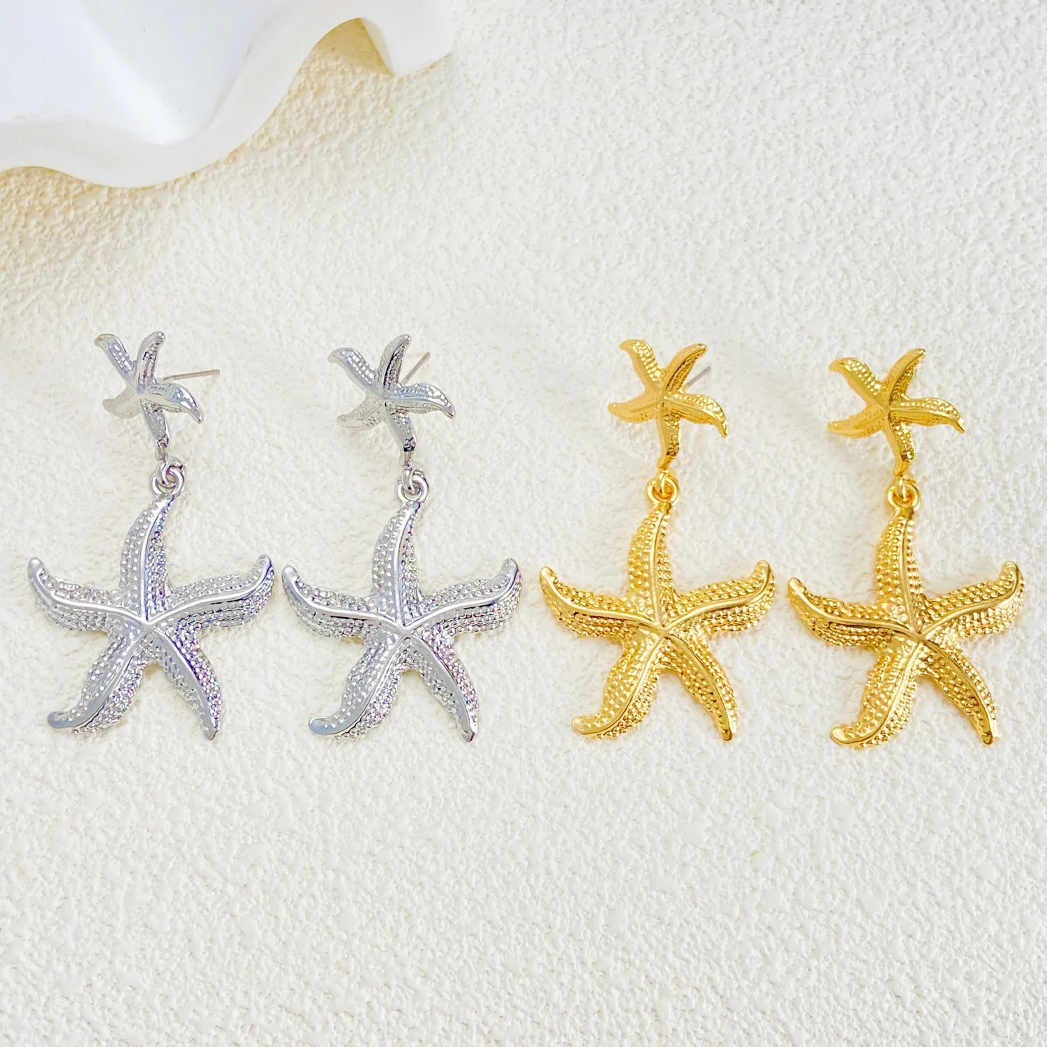 Stainless Steel Ocean Style Women's Earrings Starfish Personalized Design Seaside Vacation Simple Retro Party Jewelry