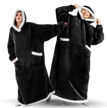 

Super Long Flannel Blanket with Sleeves Winter Hoodies Sweatshirt Women Men Pullover Fleece Giant TV Blanket Oversized blanket