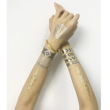 

40 Designs Waterproof Temporary Black Sketchs Flowers Tattoo Stickers Metal bronzing waterproof tattoo stickers for Men Women