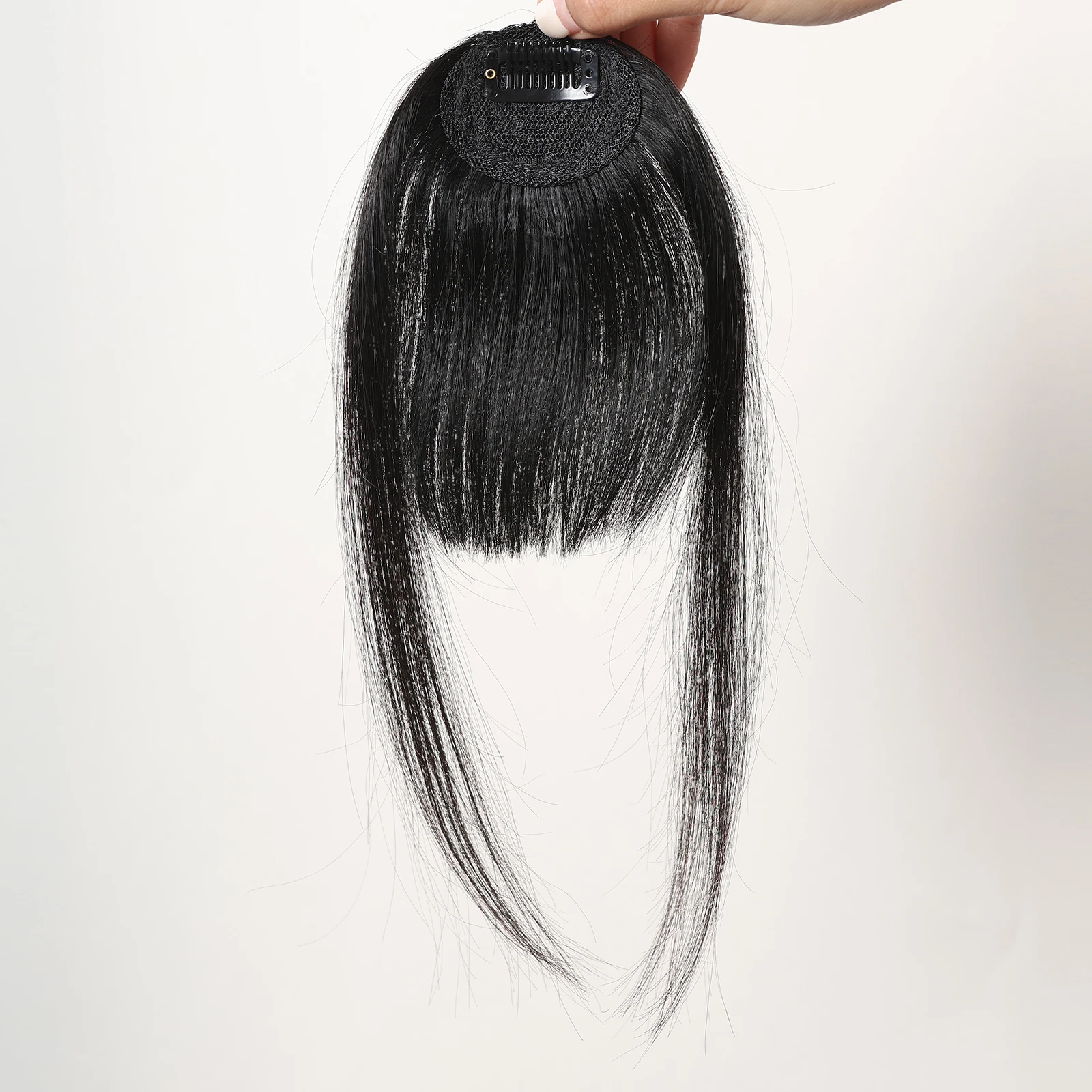 human hair bangs 100% Remy human hair bangs for women 4.5 inches black human hair extension clip in air bangs straight pieces
