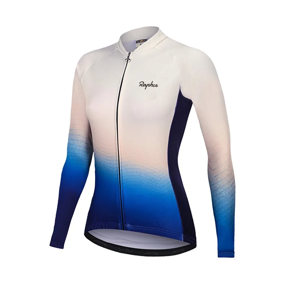 RAPHCE WOMEN Cycling Jersey Long Sleeve Top Breathable Cycling Jersey Quick Dry Road Cycling Jersey with Three Pockets 4