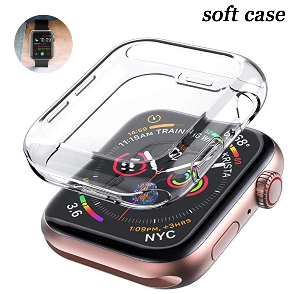 

TPU Cover for apple watch case series 9 8 7 6 5 4 3 SE 41mm 45mm 38-42-44-40mm screen protector for apple watch band Accessories