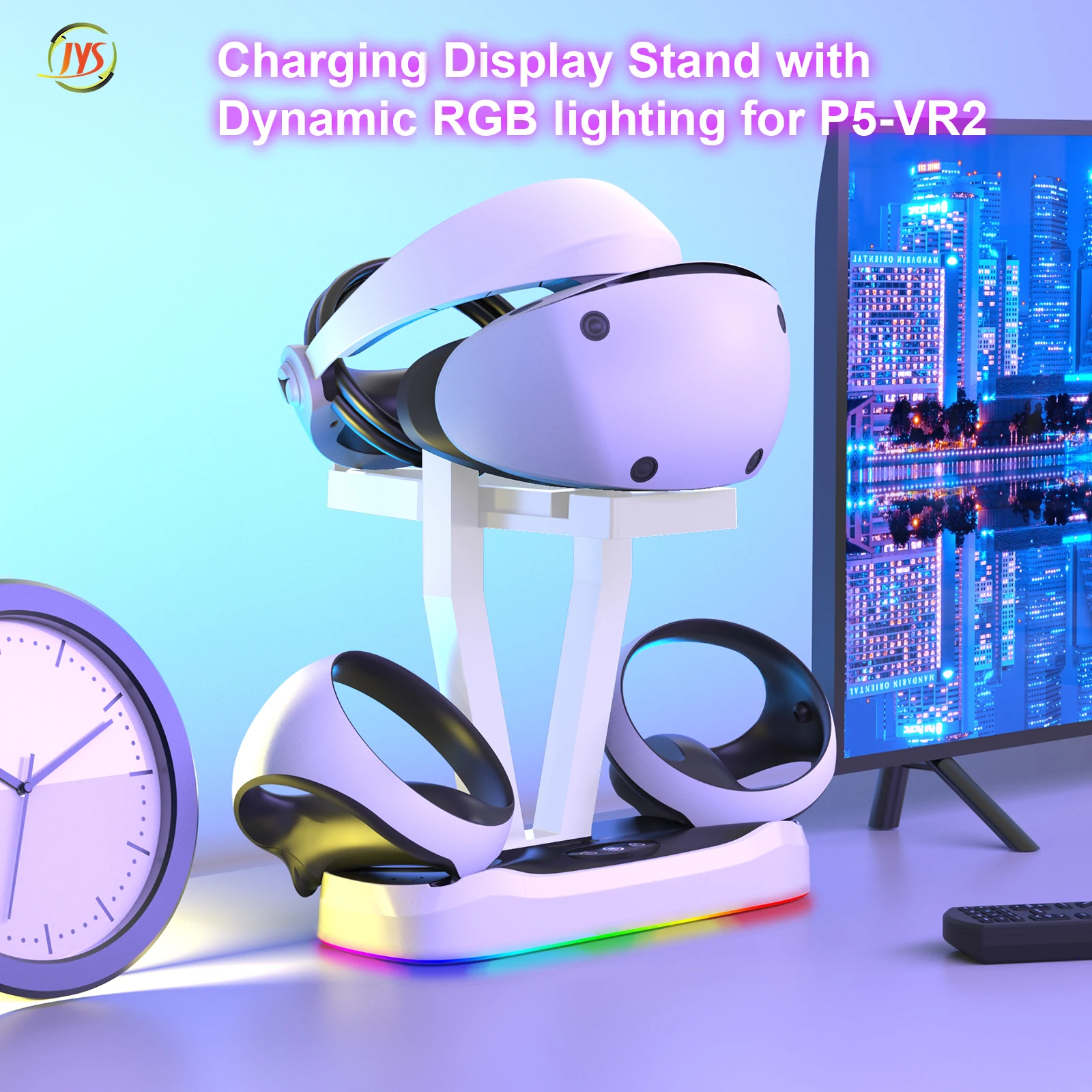 NEW For PS VR2 Dual Controller Magnetic Charging Dock With RGB Light for PS5 VR2 Glasses Console Storage Stand VR Handle Charge