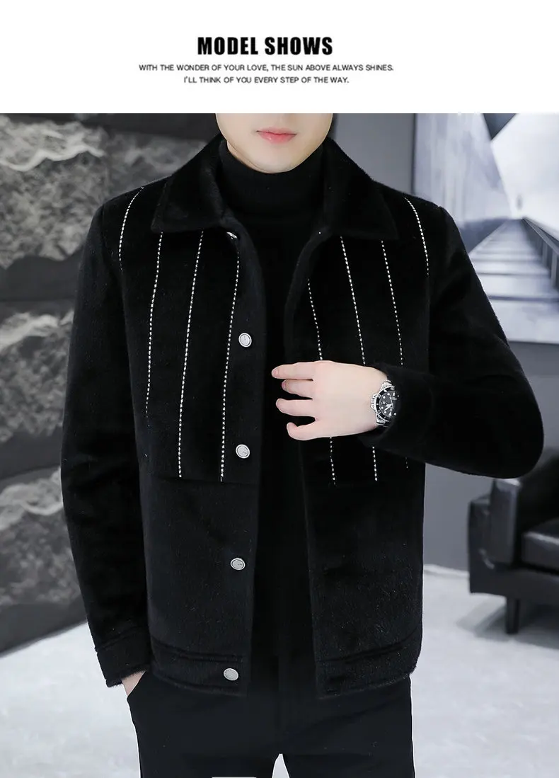 Mode Kurze Stil Fleece Liner Woolen Mäntel 2025, Winter männer Casual Plüsch Jacke Jugend Streetwear Slim Fit Top Parka kleidung – Detail 14