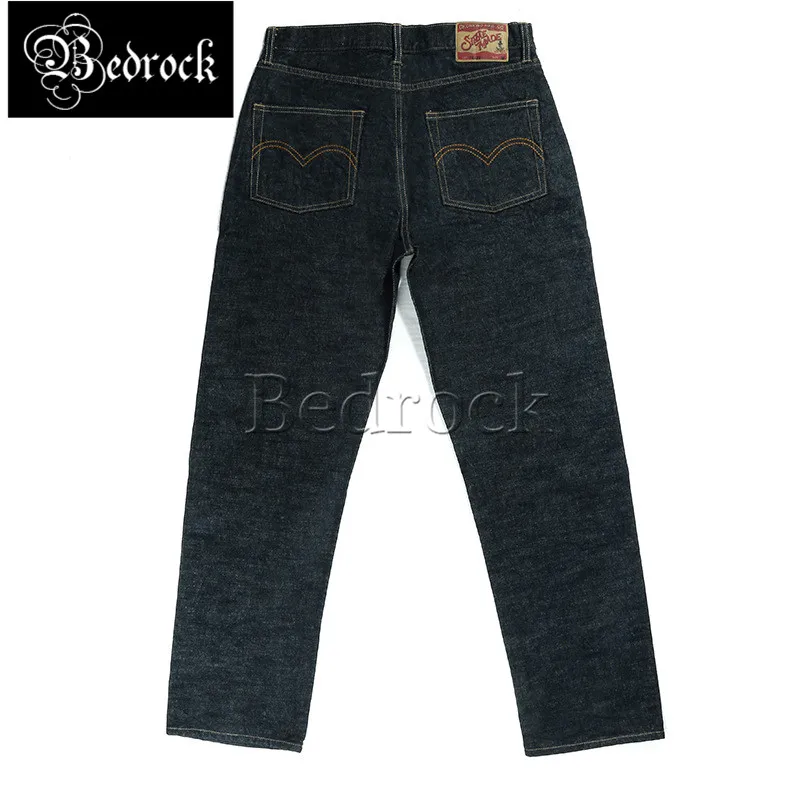 New 15oz heavy primary color Raw Denim jeans men's casual cow-raising straight leg pants selvedge denim jeans for men 3