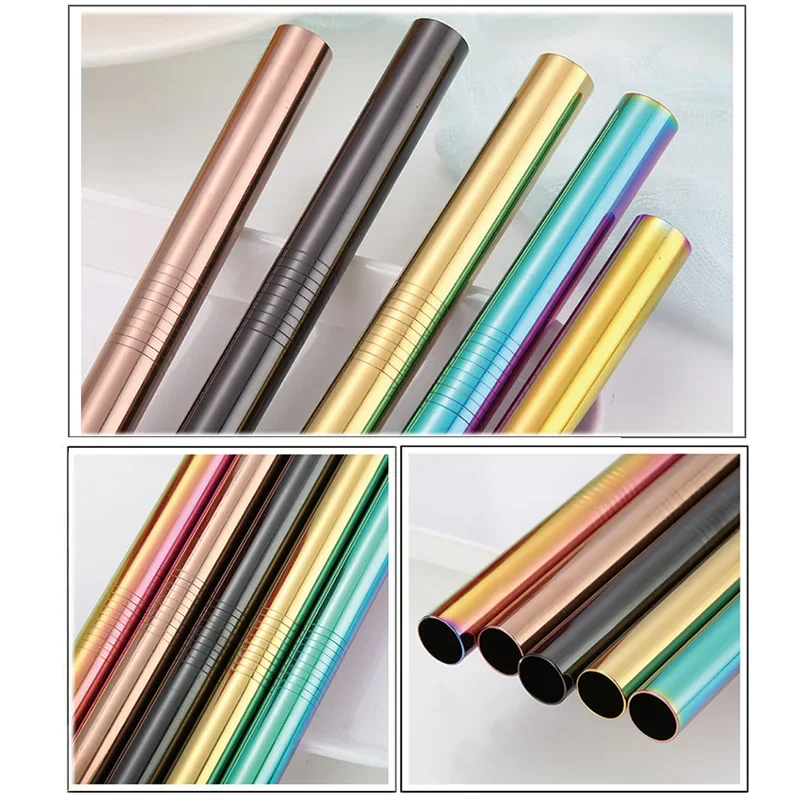UPORS Extra Wide Reusable Stainless Steel Drinking Straws for Smoothies and Bubble Tea, Set of 2
