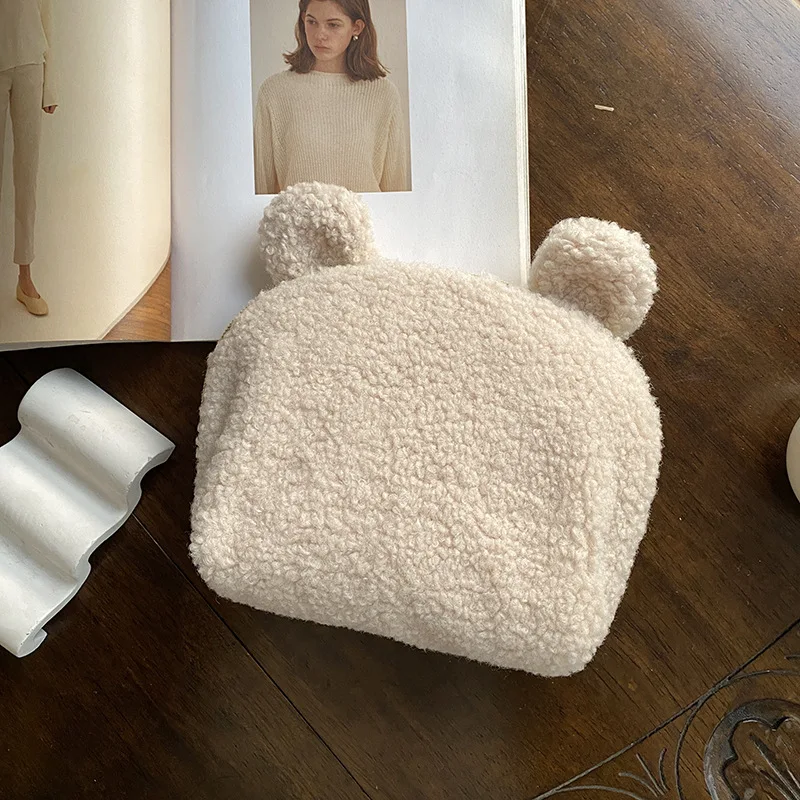 Portable Shell Makeup Bag Storage Bag Cute Plush Makeup Bag Customized Name Handheld Bag with Hand Gift Gift 6