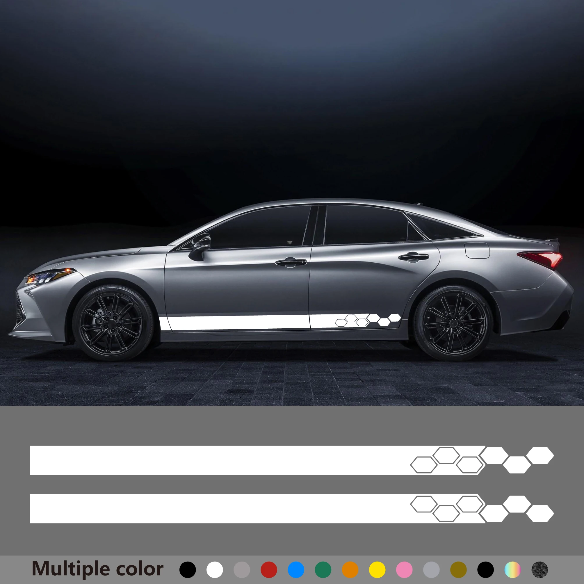 

2pcs/lot 180x10cm Car Both Door Sides Stickers Honeycomb Style Long Strip Vinyl Film Decal Automobiles Products Accessories